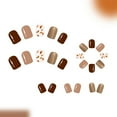 thumbnail image 6 of Press On Tips Brown Tone Leaf Designs Fake Nails Easy Application Reusable Artificial Tips For Quick Nails Styles, 6 of 9