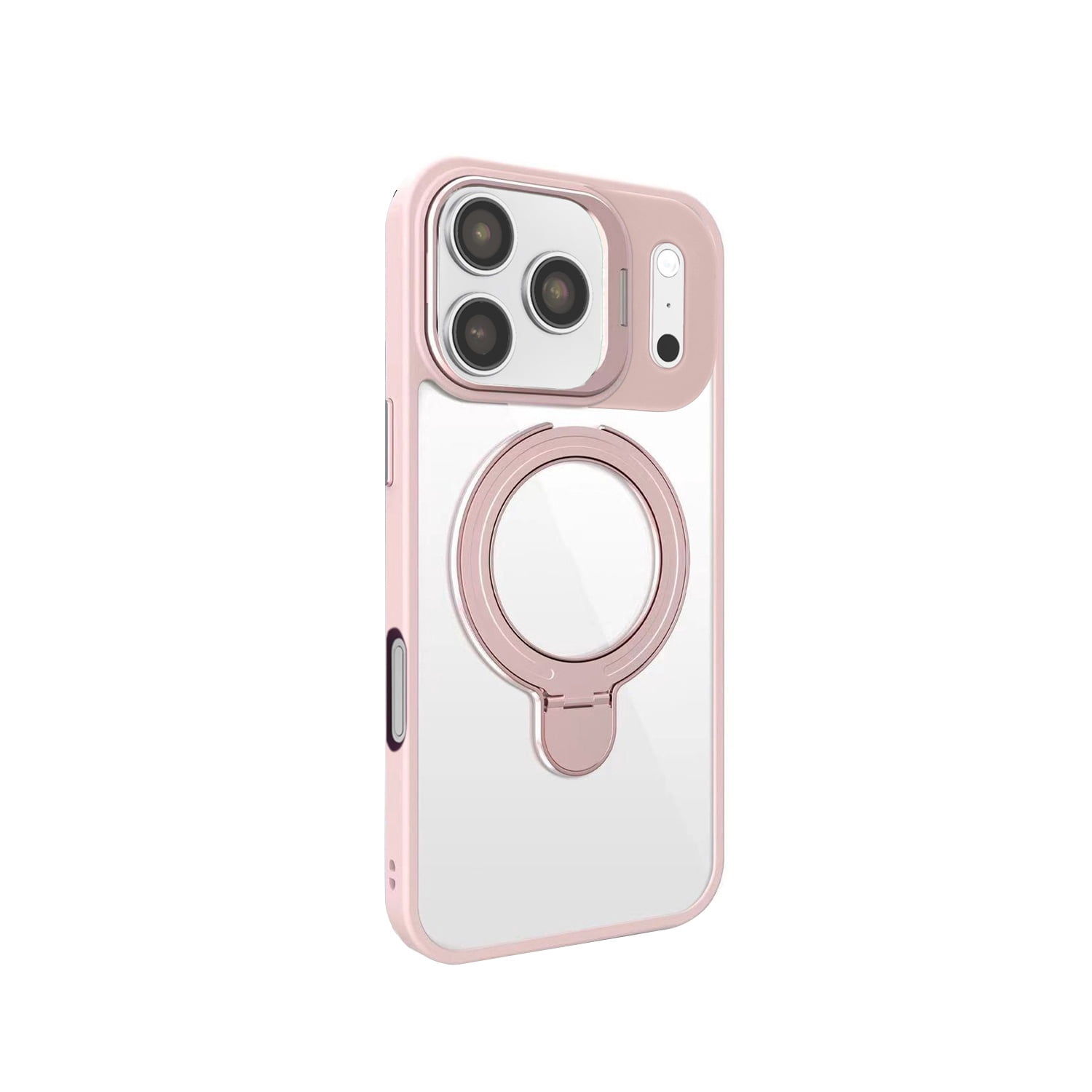 Transparent MagSafe Case with 2 Kickstands and Lens for iPhone 17 Pro Max - Pink