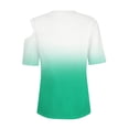 thumbnail image 4 of Teissuly Women'S 2024 Summer Casual And Comfortable Gradient Color Cold Shoulder Button Splicing Short-Sleeved Round Neck Top/Shirt, 4 of 7