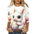 thumbnail image 2 of Fartey Plus Size Women Easter Day Shirts Fashion Cute Eggs Bunny Graphic Tees Slim Fit 3/4 Sleeve Tunic Tops Dressy Casual Summer Crew Neck T Shirts Multicolor S-5XL, 2 of 5