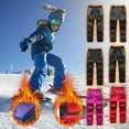 thumbnail image 5 of Zwiiyzr 2025 5-16Y Kids Boys Girls Snow Pants Fleece Lined Plush Solid Color Keep Warm Windbreak Water Proof Outdoor Hiking Ski Pants Black, 5 of 5