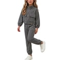 thumbnail image 2 of WAVSUF Girls Sweatshirt Outfits Long Sleeve Jacket and Jogger Sweatpants with Pockets Fall Casual Warm Sets 2 Piece Gray 7-8, 2 of 8