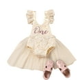 thumbnail image 1 of Gupgi Baby Romper Dress with Mesh Stitching, One Letter Print Costume, 1 of 9