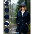 thumbnail image 5 of Fanient Women's Waterproof Rain Jacket Lightweight Windbreaker Jacket Long Hooded Rain Coats Trench Coat for Women, 5 of 8
