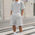 thumbnail image 2 of IWRICH Summer Outfits for Men 2 Piece Solid Color Short Sleeve Shirts and Shorts Sets Light Gray XXXL, 2 of 4