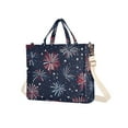 thumbnail image 7 of FORMRS Womens Corduroy Tote Bag Crossbody Shoulder Handbag with Pocket, Red and Blue Fireworks Pattern, 7 of 7