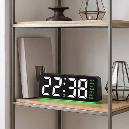 LED Large Character Digital Clock with Ambient Light and Date Display, Multifunctional Desk Alarm Clock with LED Large Character Digital Clock with Ambient Light and Date Display, Multifunctional Desk Alarm