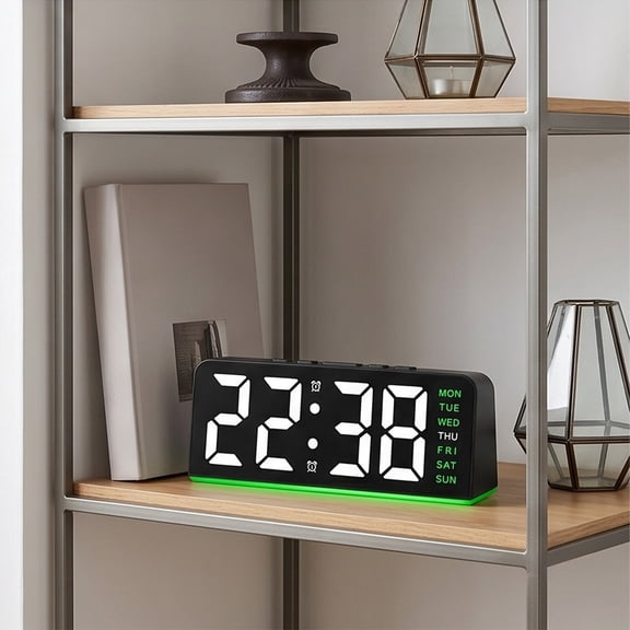 LED Large Character Digital Clock with Ambient Light and Date Display, Multifunctional Desk Alarm Clock with Dual Alarms, USB Powered, Ideal for Bedroom and Office Use
