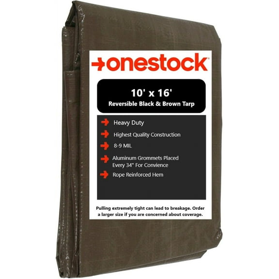 Tarp Cover Brown 10' x 16' Outdoor Waterproof Tarpaulin with Grommets