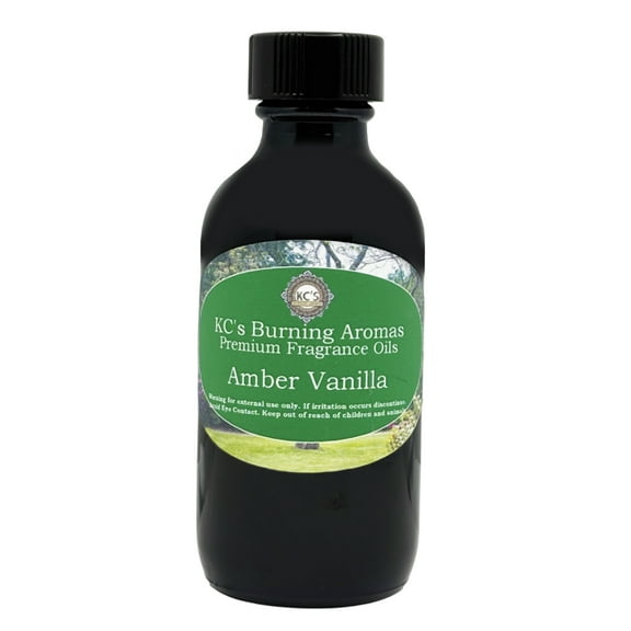 Amber Vanilla Premium Fragrance Oil by KC's Fragrances & Crystals for Diffusers, Candle Making, Soap Making, Wax Melts & Home Fragrance, 2 fl oz