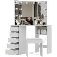thumbnail image 7 of Yeshouse 3 Piece Modern Vanity Table Set with 3 Mirrors, 5 Drawers, and LED Lights, White, 7 of 7