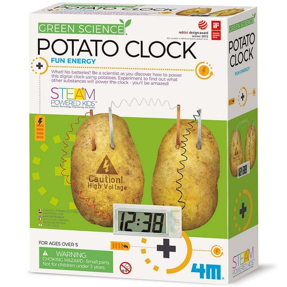 4M: Green Science: Potato Clock - DIY & Experience Battery-Free Renewable Energy, Power A Digital Clock, STEM Learning Craft Activity Kit, Kids Age 5 