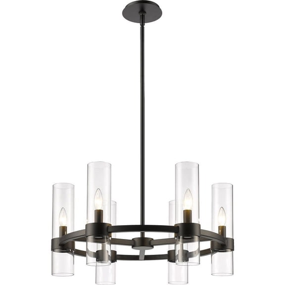 4008-6MB-Z-Lite-Datus - 6 Light Chandelier In Restoration Style-13 Inches Tall and 26 Inches Wide-Matte Black Finish