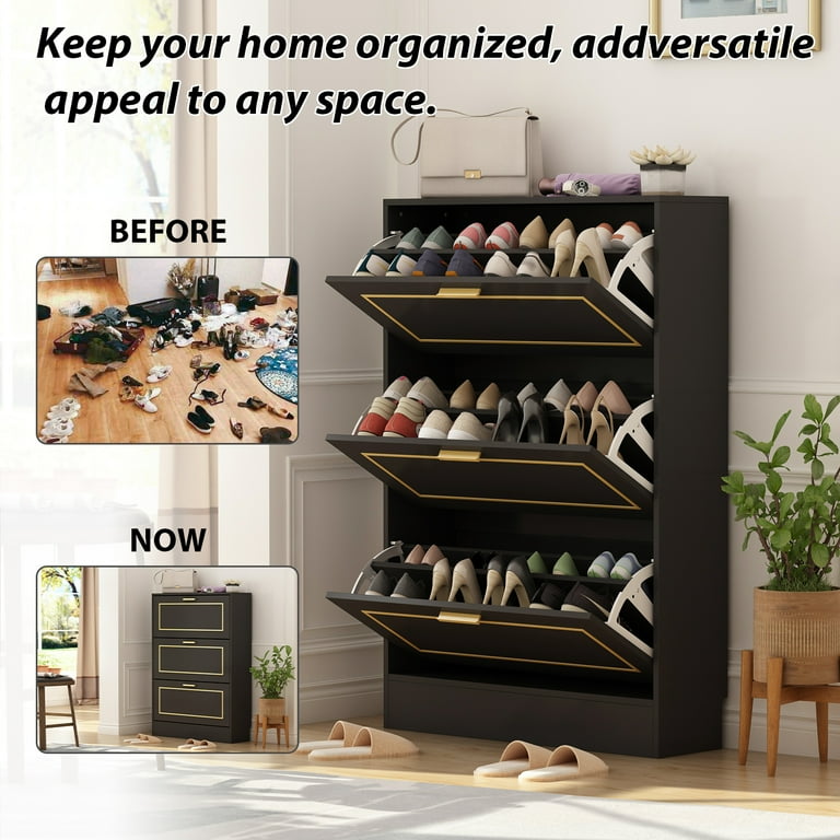 FUFU&GAGA Wood Shoe Storage Cabinet Shoe Rack Storage Organizer