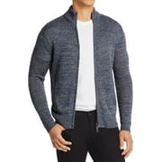 The Mens Store Bloomingdales Linen Melange Knit Full Zip Sweater XL Grey Blue