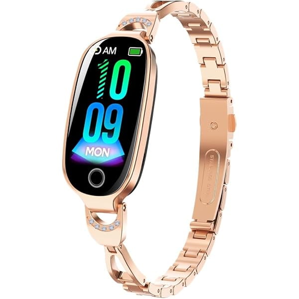 wonima11 Elegant Smartwatch for Women - Fitness Tracker with Heart Rate & Sleep Monitor, Step Counter, Waterproof, Custom Watch Faces, Long Battery Life - Gold, Compatible with iPhone & Android
