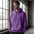 thumbnail image 6 of Men's Classic Solid Fleece Pullover Hoodie, Drawstring Hooded Sweatshirt with Kangaroo Pocket, for Fall Winter Daily Casual Wear Purple XL, 6 of 6