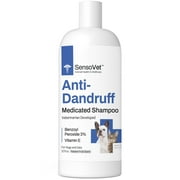 SensoVet Anti-Dandruff Medicated Shampoo for Cats & Dogs - Formulated with Benzoyl Peroxide & Vitamin E - Deep Cleans & Treats Dandruff, Itchy Skin, Folliculitis, Feline Acne, Dermatitis, Scaling