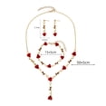 thumbnail image 6 of Hyasfey 3Pcs/Set Retro Women Wedding Jewelry Set Rose Flower Shape Rhinestones Pendant Necklace Adjustable Earrings Dangle Earrings Set, 6 of 8