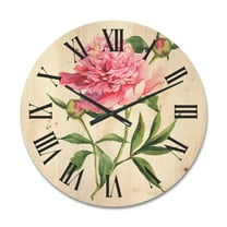 Designart 'Ancient Pink Peonies' Traditional Wood Wall Clock