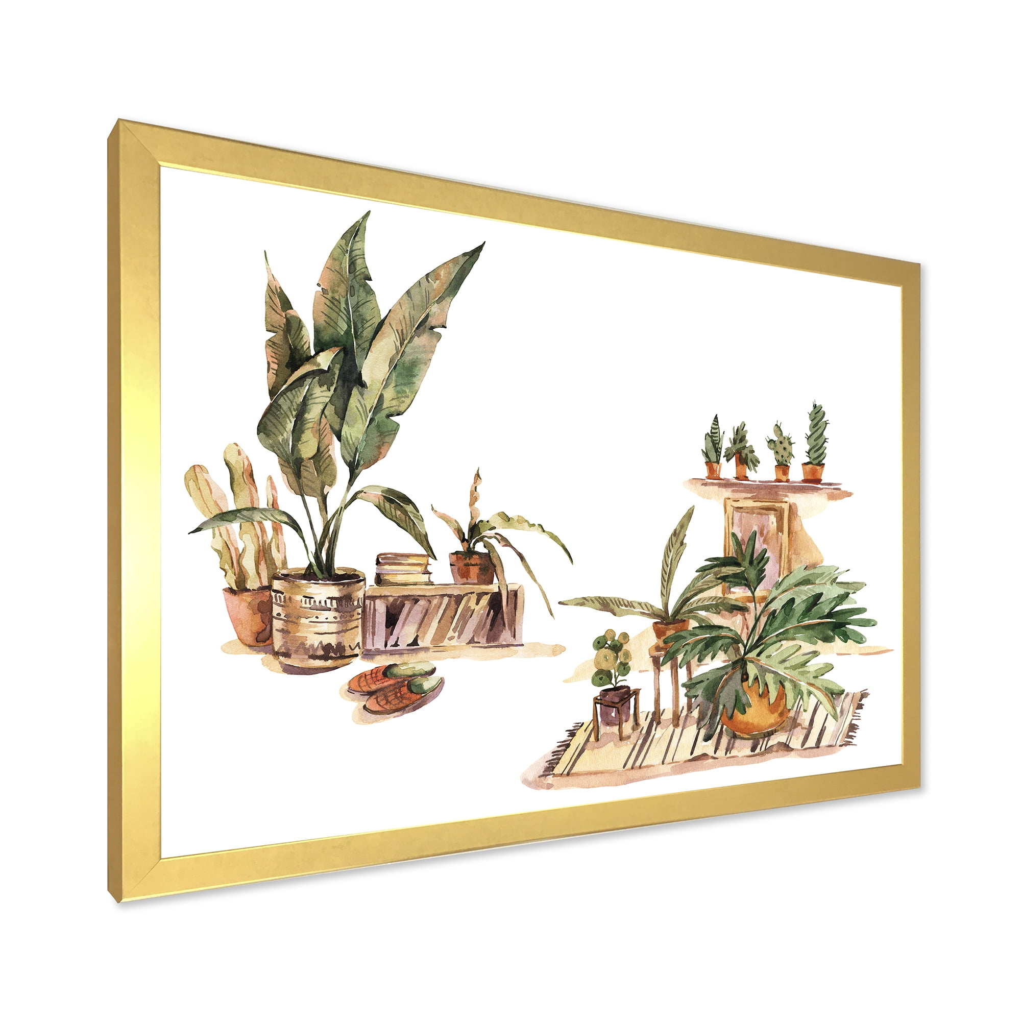 Designart 'Indoor House Plants Urban Jungle in Flowerpots III' Traditional Framed Art Print