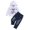 White, variant on Little Outfits For Boys Children Minimalist Letter Long Sleeved Hooded Sweatshirt Denim Pants Comfortable And Loose Casual Two Piece Going Out Sets Size 7-8T