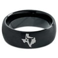 thumbnail image 2 of Tungsten Texas The Lone Star State Longhorn Band Ring 8mm Men Women Comfort Fit Black Dome Brushed Polished, 2 of 4