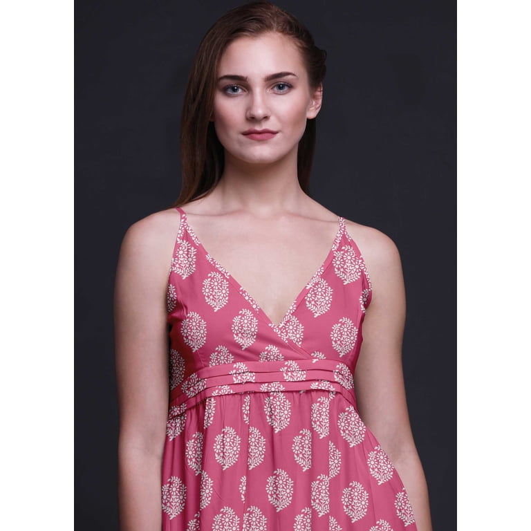 Bimba Women's Printed Spaghetti Strap Maxi Dress - Long Summer Beach Dress, Rayon, Flowy & Casual