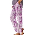 thumbnail image 3 of Sentmoon Elastic Waist Pants for Women with Print Elastic Waist Casual Pants for Women Oversized Relaxed Fit Straight Leg Summer Pants for Women with Pocket Beach Stuff for Work and Office, 3 of 6