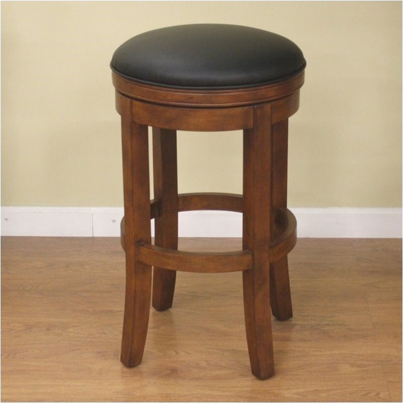 American Heritage Winston Black Leather 30" Bar Stool in Amaretto