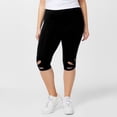 thumbnail image 5 of Spandex Capri Leggings Womens Plus Size S-5X Flower Hollow-Out Stretch High Waist Yoga Workout Jeggings Pant (3X-Large, Black), 5 of 8