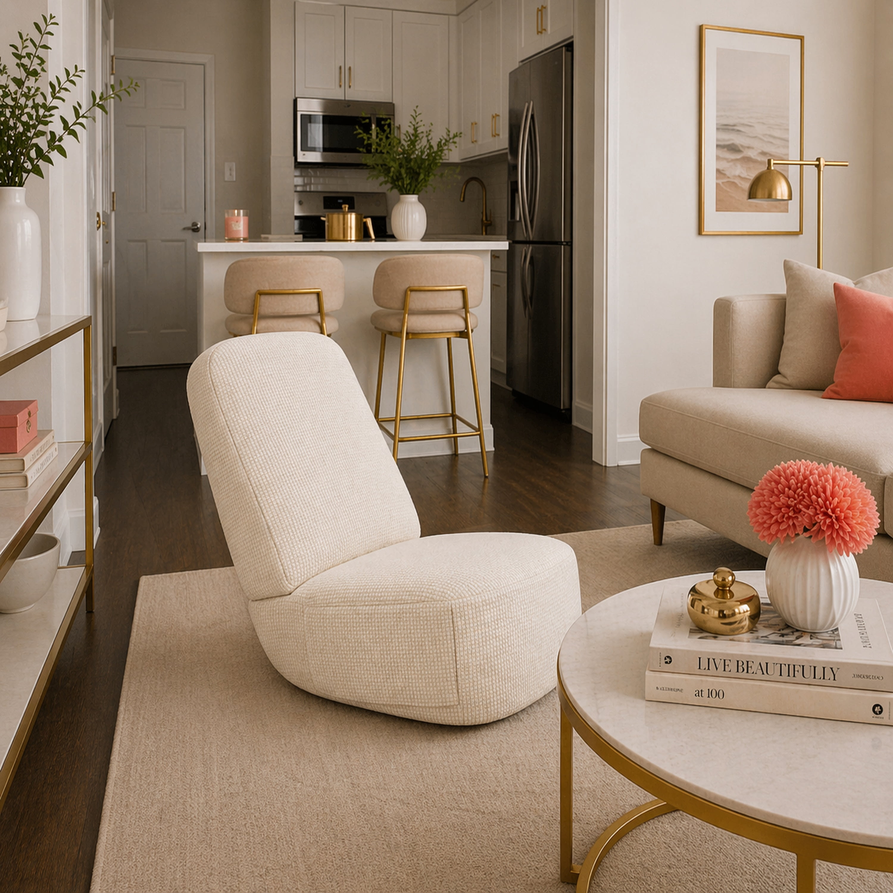 Sanford Living Roommate Rocking Accent Chair, Chenille Cloud White