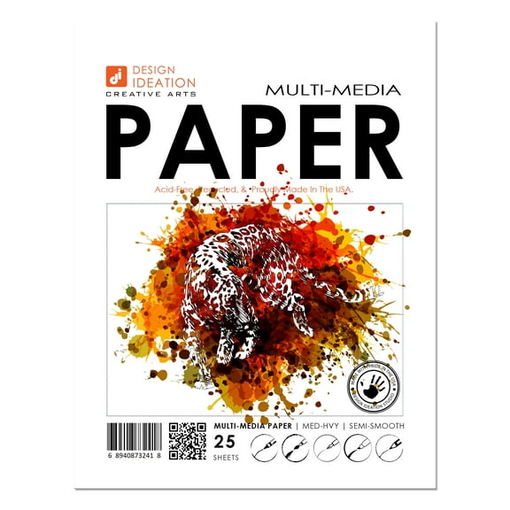MULTI MEDIA Paper : Premium Sketch Paper. Loose Sheet Pack. (8.5" x 11") (25 Sheets)