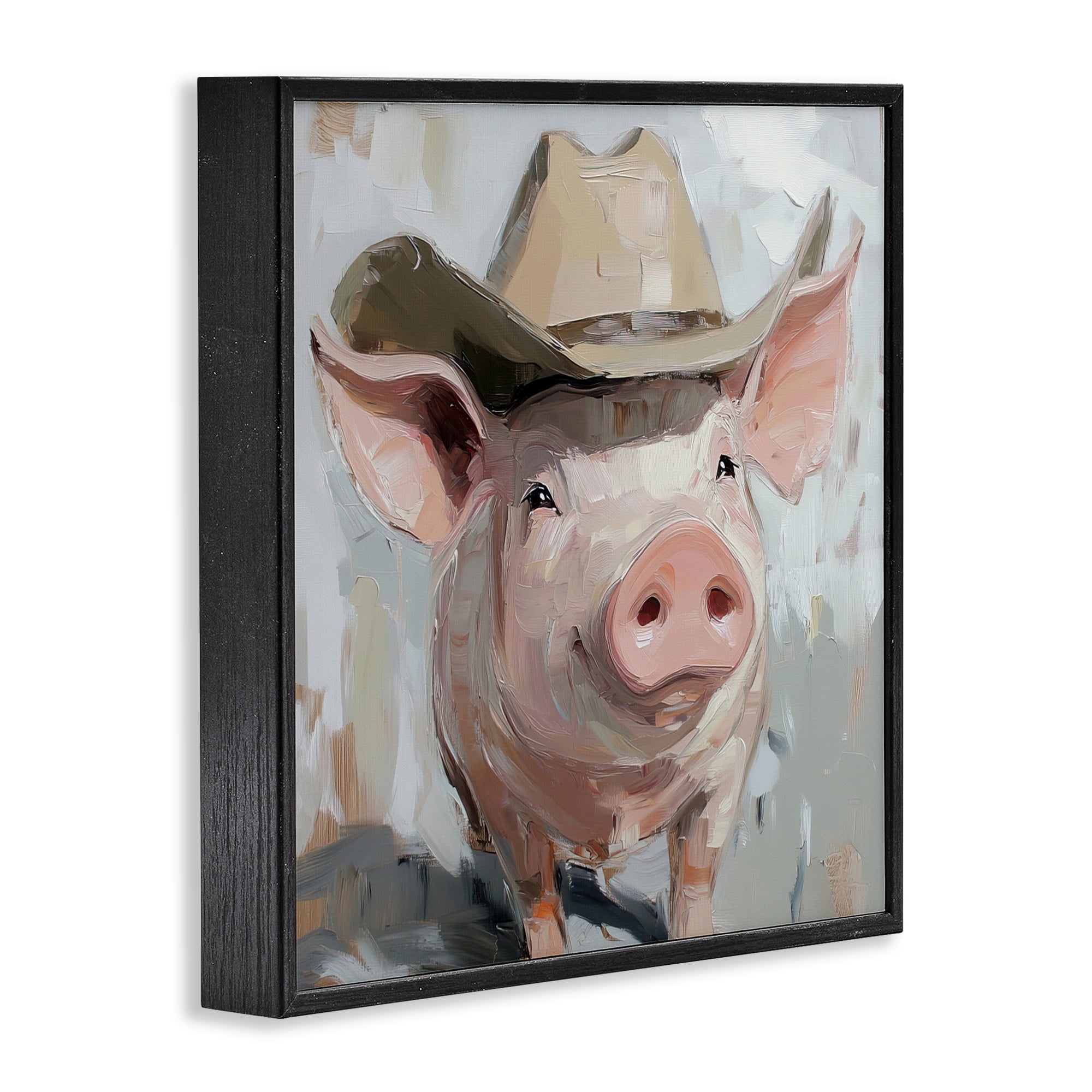 Stupell Industries Cowboy Chester Pig Black Framed Giclee Art, design by Tina LeCour