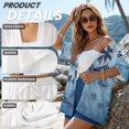 thumbnail image 6 of FKEKYI Gradient Blue Palm Tree Print Women Summer Short Set 2 Piece Set Beach Sets Open Front Top & Shorts with Elastic Waist Ladies Beachwear Resort Wear for Travel, XL, 6 of 7