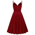 thumbnail image 3 of SWSMCLT Women's V Neck Dress Sexy Wrap Dresses Summer Sundress Bridesmaid Cute Spring Beach Fitted Ruched Burgundy 16, 3 of 4