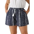 thumbnail image 2 of DARING DIVA Women's Plus Short Boho Beach Pant Pocket Casual Shorts 2X Navy Blue, 2 of 6