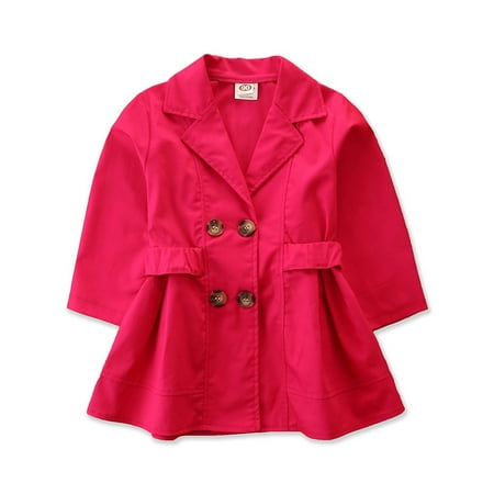 

EHTMSAK Children Girl s High Neck Fall Winter Coat Toddler Baby Pockets Zip Up Jacket Long Sleeve Outerwear Hot Pink 1Y-6Y 110