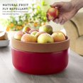 thumbnail image 4 of Ceramic And Cork Large Breathable Produce Bowl With Lid To Naturally Extends Produce Freshness Natural Cork And Red Ceramic, 4 of 5