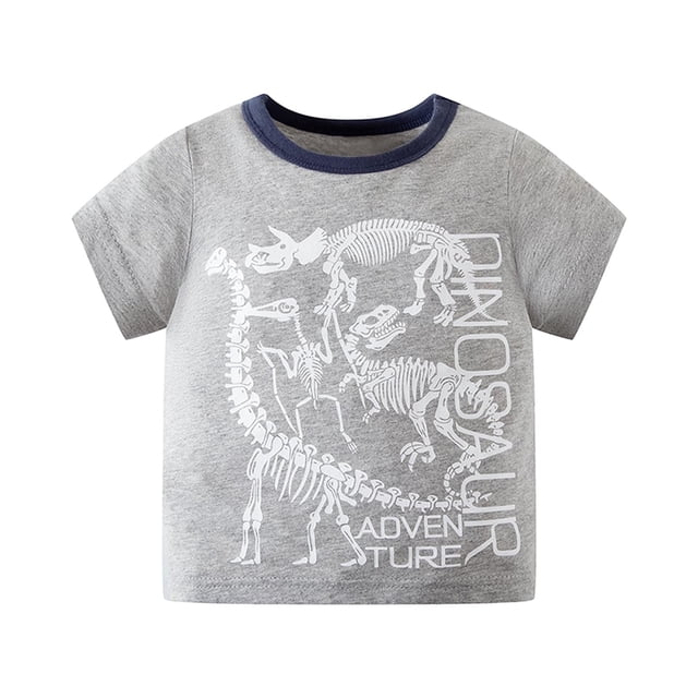 Hiiyo T-Shirt Graphique Dinosaure pour Garçons, Manches Courtes, Coton, Été, Décontracté