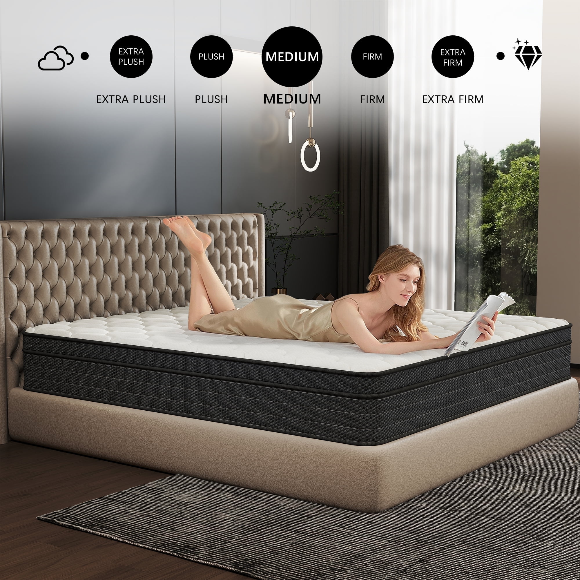 CICIMLU King Mattress 12 inch Hybrid Gel Memory Foam & Pocket Innerspring, Pressure-Relief, Medium Firm Mattress