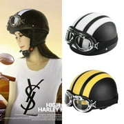 Motorcycle Motorbike Scooter Half Helmet w/ Goggles Glasses Visor Safety motorcycle helmet for Adults Yellow