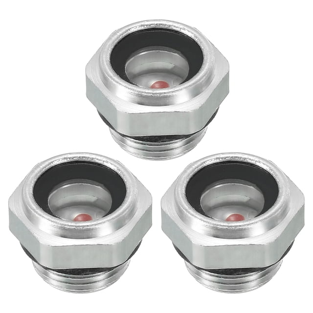 Unique Bargains Air Compressor Oil Sight Glass, G 3/8" Male Thread Aluminum Alloy Oil Liquid Level with O-ring 3 Pack