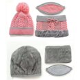 thumbnail image 4 of Gorro de mujer, gorro de lana cálido para invierno, gorro cálido y bonito para mujer, gorro tejido con protección para los oídos de tres piezas (color caramelo), 4 of 4