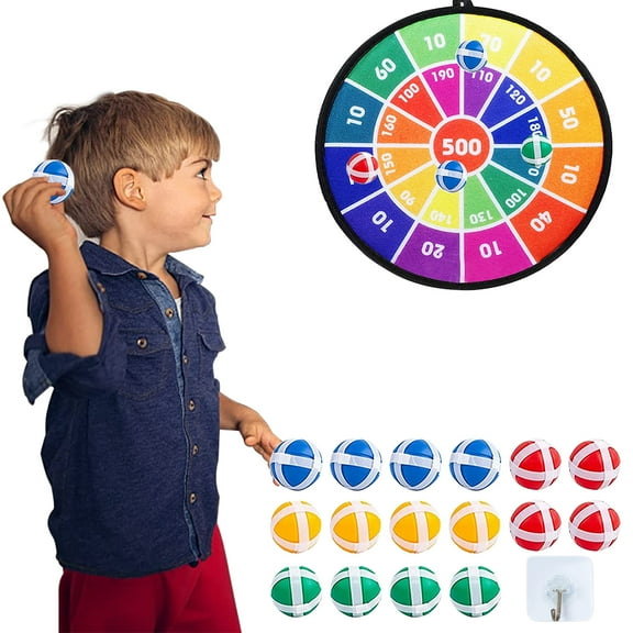 GLUAAE Dart Board Games for Kids,Ideal Indoor and Party Games 28.3Inches Safe Dart Board with 16 Sticky Balls, Best Sport Toys Gifts for 3 4 5 6 7 8 9  Years Old Boys and Girls