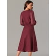 thumbnail image 4 of DARING DIVA Sweater Dress Ribbed Knit Midi Pleated Outfit S Wine Red, 4 of 6