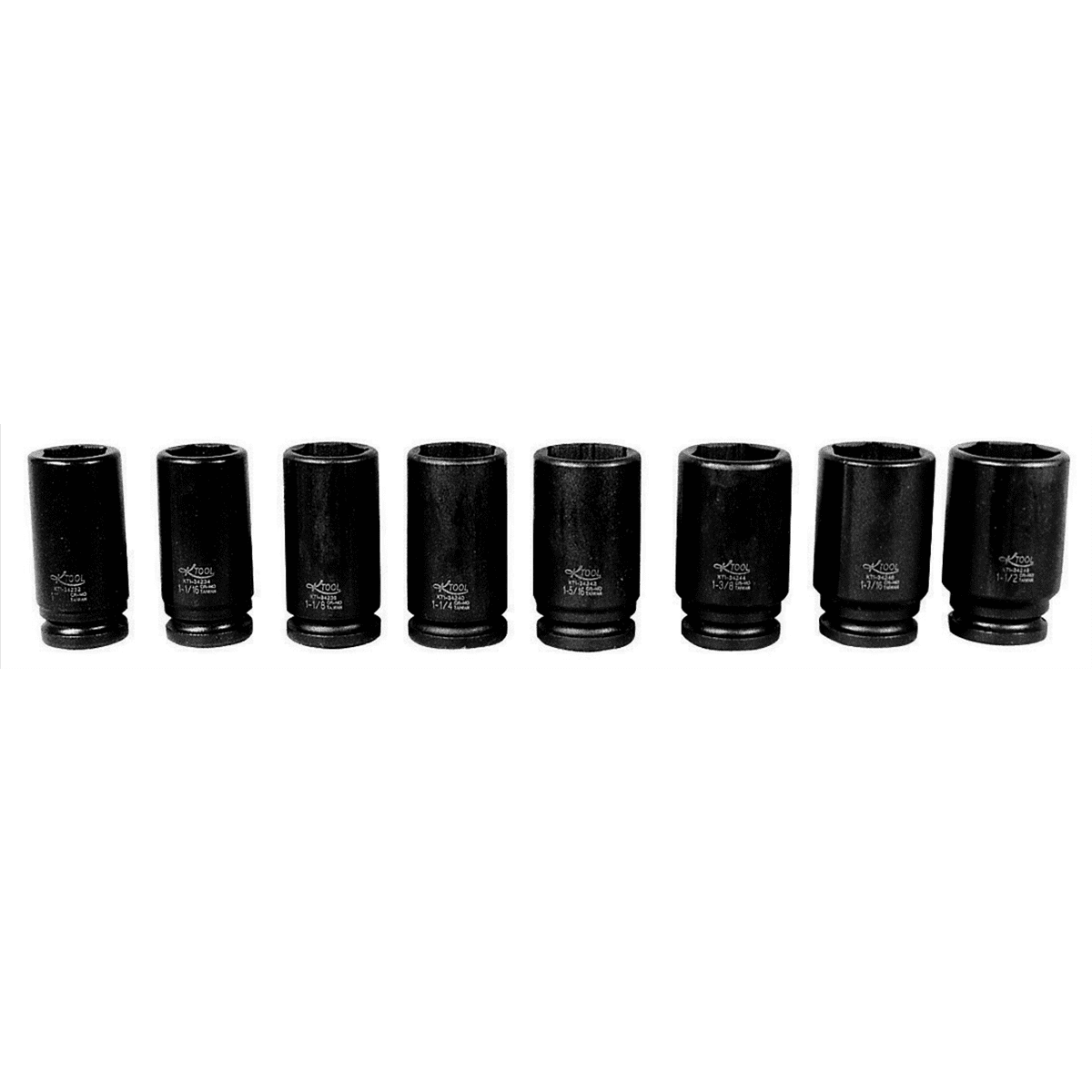 K Tool International K-Tool 34200 8 Piece 3/4 Drive 6-Point Deep Impact Socket Set