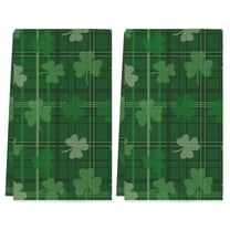 YIBAGA St. Patrick's Day Kitchen Towels Set of 2, Green Shamrock St Patricks Day Dishcloth, Lucky Green Dish Towels Home Decor, 18x26 inch, Polyester