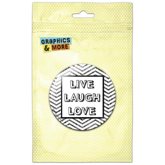 Live Laugh Love Chevrons Black Pinback Button Pin Badge