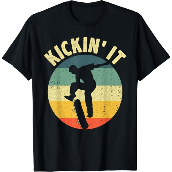 Vintage Skateboard Design For Boys Girls Kids Skateboarding T-Shirt men and women can wear, black, white, gifts